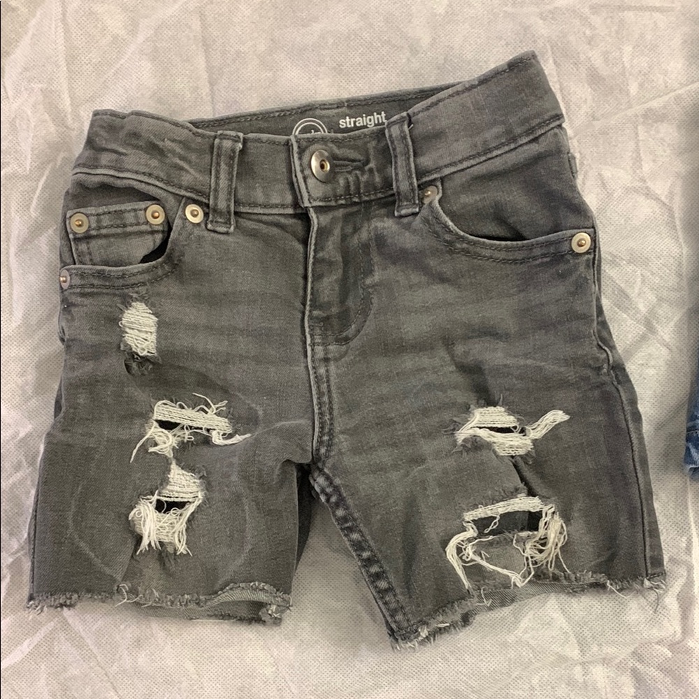 Vintage Gray Frayed Jean Shorts with Distressing